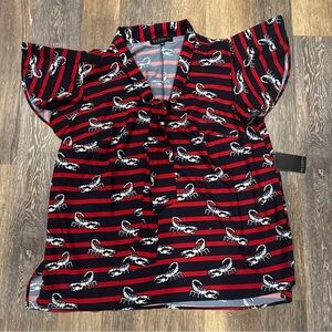 Eloquii Scorpion Print - Tie Neck - Flutter Sleeve Blouse NWT